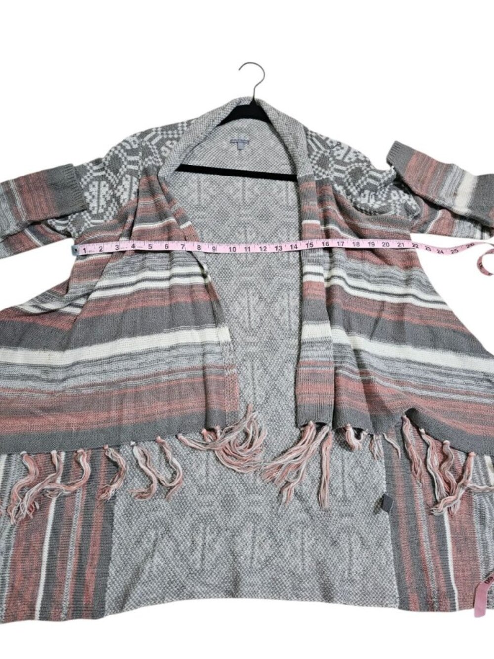 Charlotte Russe Women XS Cardigan Gray Pink Knit Boho Archival Rare Statement - Picture 8 of 8